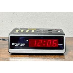 Powerhouse Mini Woodgrain Timer Alarm Clock X-10 Model MT522 ** Tested and Works